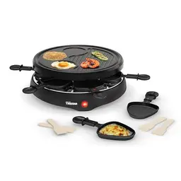 Tristar Raclette für 6 Personen mit 6 Pfännchen und Grillbereich, 29 cm, 800 W, schwarz
