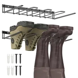 Ysislybin Schuhregal für Wandmontage - Schwarzes Metallregal für hohe Stiefel und Schuhe