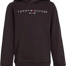 Tommy Hilfiger Kinder Unisex Hoodie Essential mit Kapuze, Schwarz, 12 Jahre