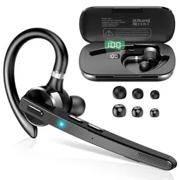 Bluetooth Headset V5.3 Wireless Freisprech mit 90 Std. Laufzeit, Dual-Mikro, APTX, Mute, Zwei-Geräte-Verbindung, Grau
