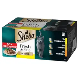 Sheba Fresh & Fine Multipack 3 Varietäten in Sauce: Huhn, Geflügel, Truthahn - 50x50g