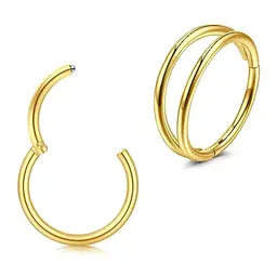Longita 2er Set Nasenpiercing Ring Gold – Helix, Septum, Ohrpiercing, 6mm