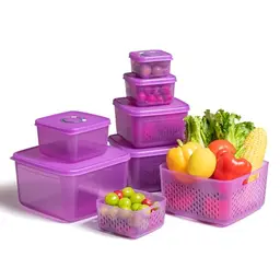 ANJUKE Frischhaltedosen Set, 6PCS (0.2L-3.7L), BPA-frei, Kühlschrank Organizer, lila