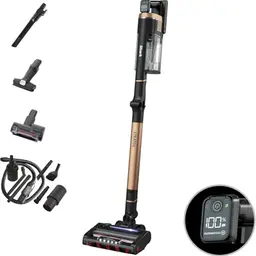 Shark Stratos Akku-Staubsauger kabellos, bis 60 Min. Laufzeit, für Tierhaare und Hartböden, grau/roségold