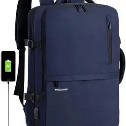 BECOJADDE Handgepäck Rucksack mit Laptopfach für 17 Zoll, Marineblau