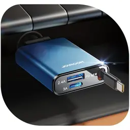JOYROOM 72W Einziehbarer Zigarettenanzünder & USB C Adapter – 3-in-1 Auto Ladegerät für iPhone 17, Blau