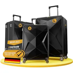 ONAIR 3-teiliges Reisekoffer-Set – Schwarz & Gold (S, M, L) mit robustem Design und TSA-Schloss – ideal für jede Reise.