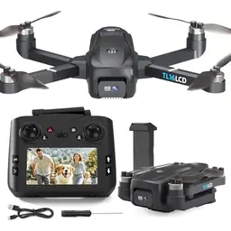 Tolatoyus TL16LCD FPV Drohne mit 4K Kamera und LCD Fernbedienung - Faltbare GPS Drohne für Anfänger und Erwachsene