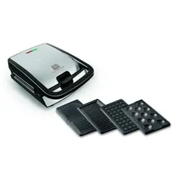Tefal Snack Collection 4er Set SW854D, Kombigerät für Paninis, Waffeln und Sandwiches, 700W, Schwarz/Edelstahl