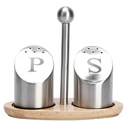 2er Set Gewürzdosen aus Edelstahl mit Halterung für Zucker, Salz, Pfeffer und Gewürze