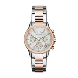 Armani Exchange Damen Uhr, 36mm Silber/Rosé Edelstahl, Quarzchronograph