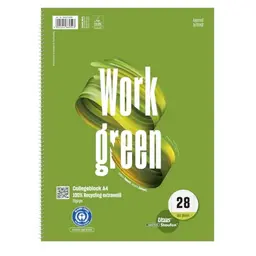 Staufen Green Collegeblock A4, 80 Blatt, kariert mit Rand, 70g/m² Recyclingpapier, 5 Stück
