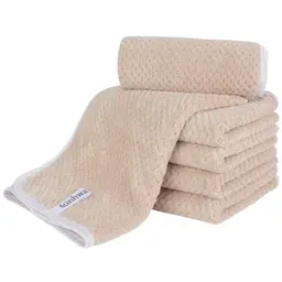KinHwa Mikrofaser Gästehandtücher 30x50 cm - Weiche, schnelltrocknende Handtücher für Bad und Fitnessstudio, 6er Pack, Hellbraun