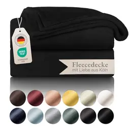 Blumtal Kuscheldecke flauschig - Oeko-TEX zertifizierte Wohndecke 220x240 cm - Schwarze Fleece-Decke