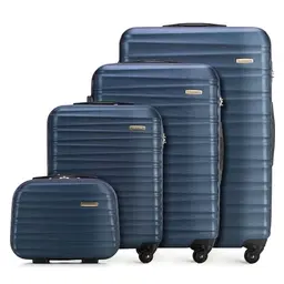 WITTCHEN 4er Hartschalen Kofferset, Trolleys mit 4 Rollen, Handgepäck, Marineblau