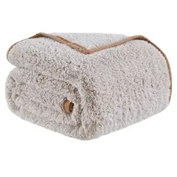 EMME Kuscheldecke Sherpa, Wendbare Sofadecke, Extra Weich und Flauschig, 127x152 cm, Khaki