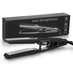 Layhou Glätteisen mit PTC-Keramikheizung und LCD-Temperaturregelung, reduziert Frizz für glattes Haar, ideal für Reisen, Schwarz