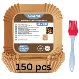 Air Fryer Backpapier 20-24 cm | 4,5-8 L | BPA-frei | Antihaft-Einlagen mit Silikonbürste