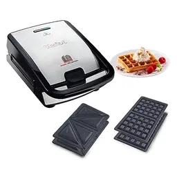 Tefal SW852D Snack Collection, Sandwich- und Waffelmaker, 700W, Schwarz/Silber