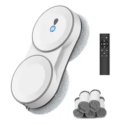 Fensterputzroboter mit Fernbedienung, 3 Reinigungsmodi, automatische Doppel-Sprühfunktion, Navigation, 60ml Tank, für Glas und Türen (Weiß)