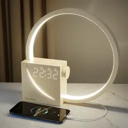 Blonbar Nachttischlampe mit Wake Up Licht, Touch Dimmbar, 2 Wecker und 10 Beruhigende Klänge, USB-Aufladung