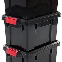 Iris Ohyama Aufbewahrungsboxen, 21L, 3er Set, nestbar, Schwarz