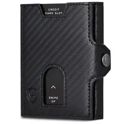 VON HEESEN Slim Wallet mit RFID-Schutz, Münzfach & Kartenetui aus Echtleder, schwarz, klein für Herren und Damen