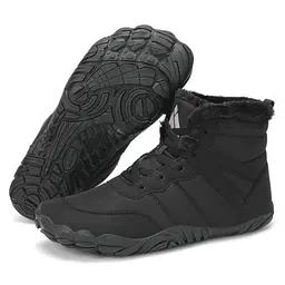 Mishansha Barfußschuhe Unisex für Winter - Warm Gefüttert, Rutschfest, Schwarz, Größe 39 EU