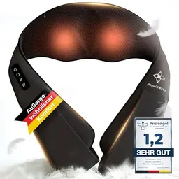 MASSAGEWERK® Shiatsu Nacken- und Rückenmassagegerät mit Wärmefunktion – Ergonomisch, Ideal bei Muskelverspannungen (Schwarz)
