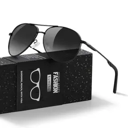 Unisex Sonnenbrille, polarisiert, UV400-Schutz, klassische schwarze Fliegerbrille für Outdoor, Fahren, Angeln und Laufen