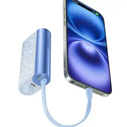 VEGER Power Bank 10000mAh - Klein und Stark, mit integriertem USB-C Kabel, kompatibel mit iPhone und Samsung (Blau)