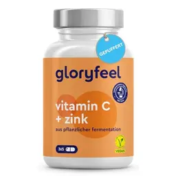 Vitamin C 365 Kapseln - Hochdosiert mit 1000mg & 20mg Zink - Vegan & ohne Zusätze