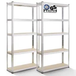 Arebos 2er Set Schwerlastregal 180 x 90 x 40 cm, 875 kg Tragkraft, verzinkt, inkl. 5 verstellbarer MDF-Platten