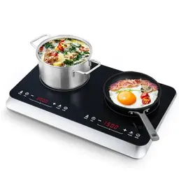 COOKTRON Induktionskochfeld 2 Platten, 3500W, 10 Temperatur- und 9 Leistungsstufen, Touch-Steuerung, Schwarz