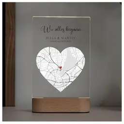 Geschenkfreude Bild Koordinaten aus Acryl 20x15 cm - personalisierte Karte für Valentinstag und Jahrestag