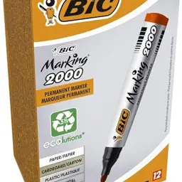 BIC Marking 2000 Permanent Marker, Rot, 12er Pack, Wasserfest für Karton, Plastik und Holz
