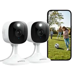 AOQEE 2K WLAN Überwachungskamera für Innen und Außen, IP65 wasserdicht, mit App und Alexa, 2er Set