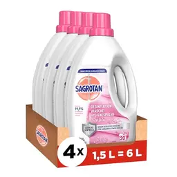 Sagrotan Wäsche-Hygienespüler Sensitiv 0% – Hygienisch sauber und frisch, ohne Farb- und Duftstoffe – 4 x 1,5 l Vorteilspack