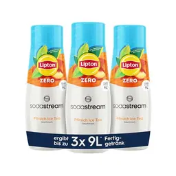 SodaStream Sirup Lipton Ice Tea Pfirsich Zero, 3x 440 ml, ergibt 9 Liter Getränk