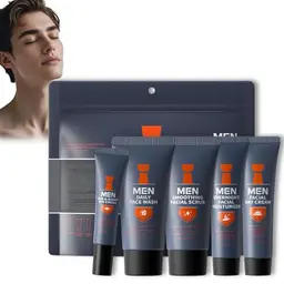 Korean Skincare Set für Männer – 5-teiliges Pflegepaket mit Niacinamide, Centella, Face Wash, Gesichtsscrub, Tages- und Nachtcreme