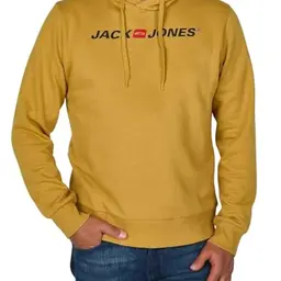JACK & JONES Herren Hoodie JJMORTY Regular Fit Kapuzenpullover, Größe XL, Farbe: Mustard Gold