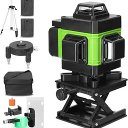 Kreuzlinienlaser mit Stativ, 360° Level, selbstnivellierend, IP54, Akku +Stativ für Fliesen & Wandinstallation