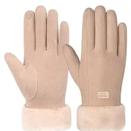 FORVEVO Damen Winterhandschuhe mit Fleece, warme Touchscreen Handschuhe für Outdoor und Skifahren (Khaki)