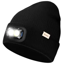 Blukar LED Beanie Beleuchtete Mütze mit 5 Lichtmodi, Wiederaufladbar, Warm und Stylisch für Damen und Herren