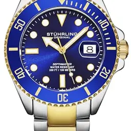 Stuhrling Original Herren Taucheruhr – 100 m wasserdicht, Edelstahl, Schweizer Quarzwerk, Luminous, perfekte Sport- und Alltagsuhr