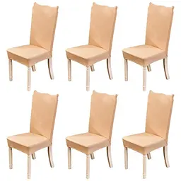 Okyuk Stuhlbezüge Set für Esszimmer, Stretch Schutzbezüge, waschbar, gelb, 6 Stück