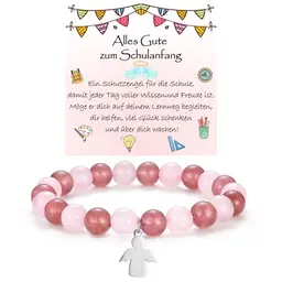WOVEE Schutzengel Armband für Schulanfang, Engel Anhänger, Perlenarmband für Mädchen, Einschulungsgeschenk