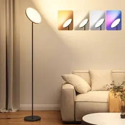 OTREN RGB LED Stehlampe Dimmbar mit Fernbedienung - Moderne Schwarz Lampe für Wohnzimmer und Büro