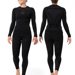 Occulto Damen Skiunterwäsche Set Thermoshirt & Thermounterhose Schwarz/Grau M