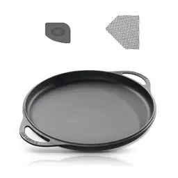 COOKLIFE 30,5 cm Gusseisen-Grillplatte mit Reinigungsset – leicht zu reinigen und vielseitig einsetzbar